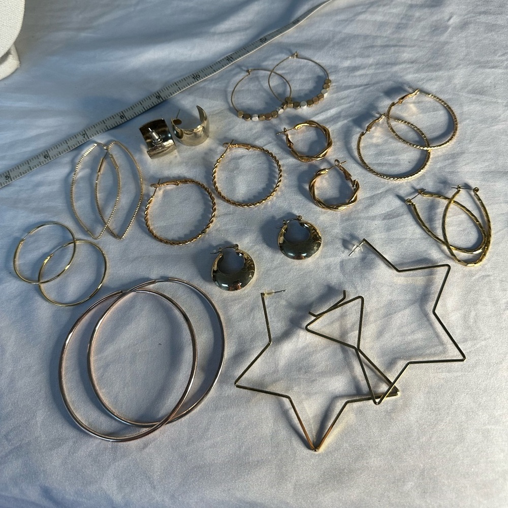 11 Pair of goldtone hoop earrings